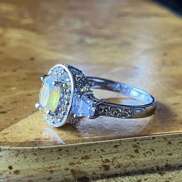 Natural Yellow Sapphire Sterling Silver Ring Size 5 - Picture 8 of 9